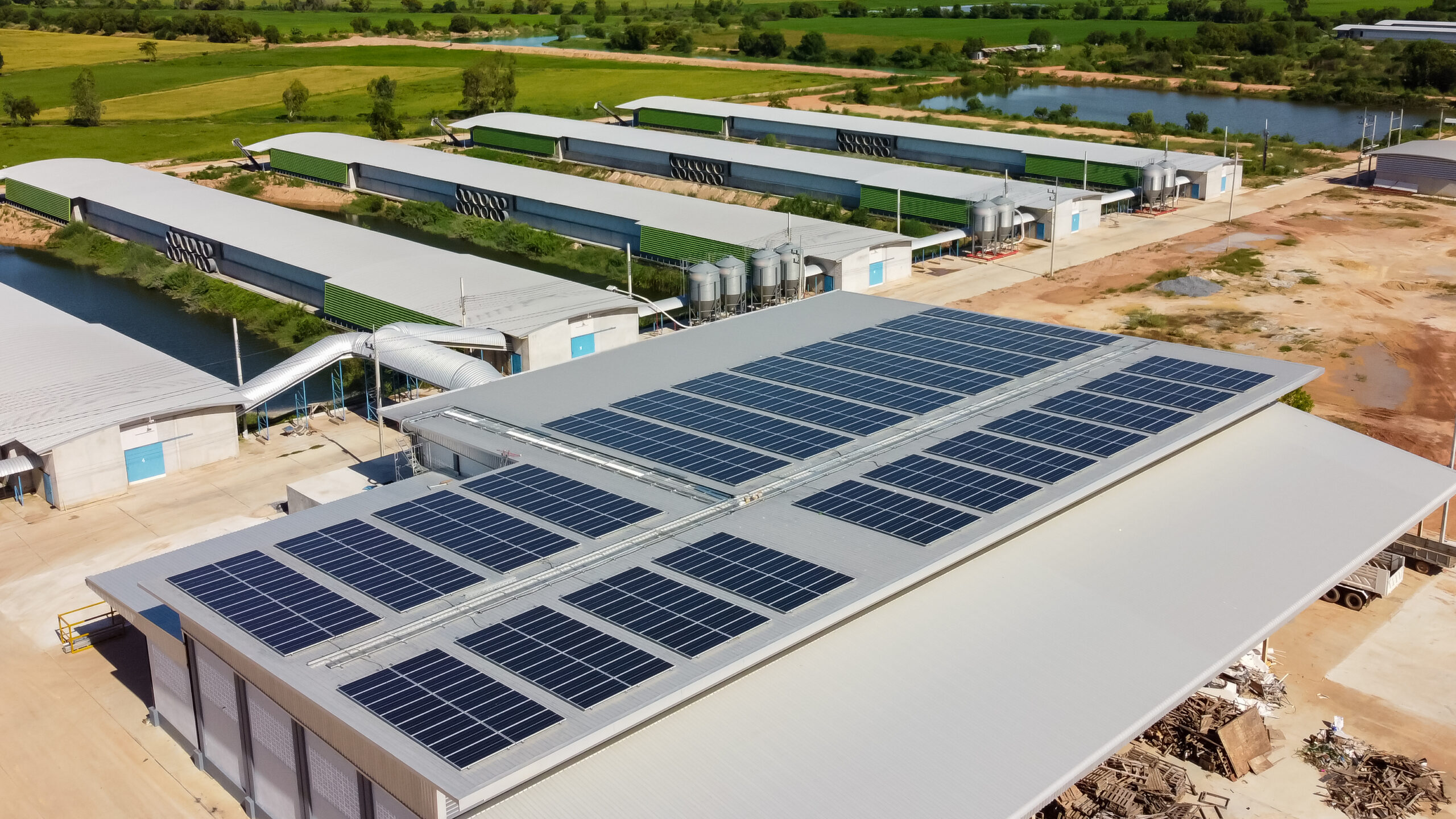 Large-scale solar installation powering commercial operations